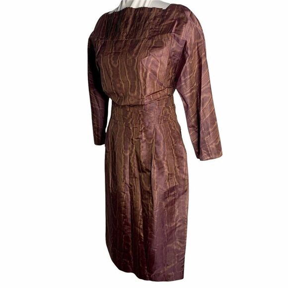 Bill Blass Moire Silk Taffeta Skirt Set S Rouge - Picture 6 of 10